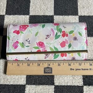 Safe Keeper Floral Tri Fold Wallet Pink Roses‎ Snap Closure Organizer